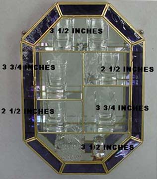 Lavender curio cabinet with shelf measurements